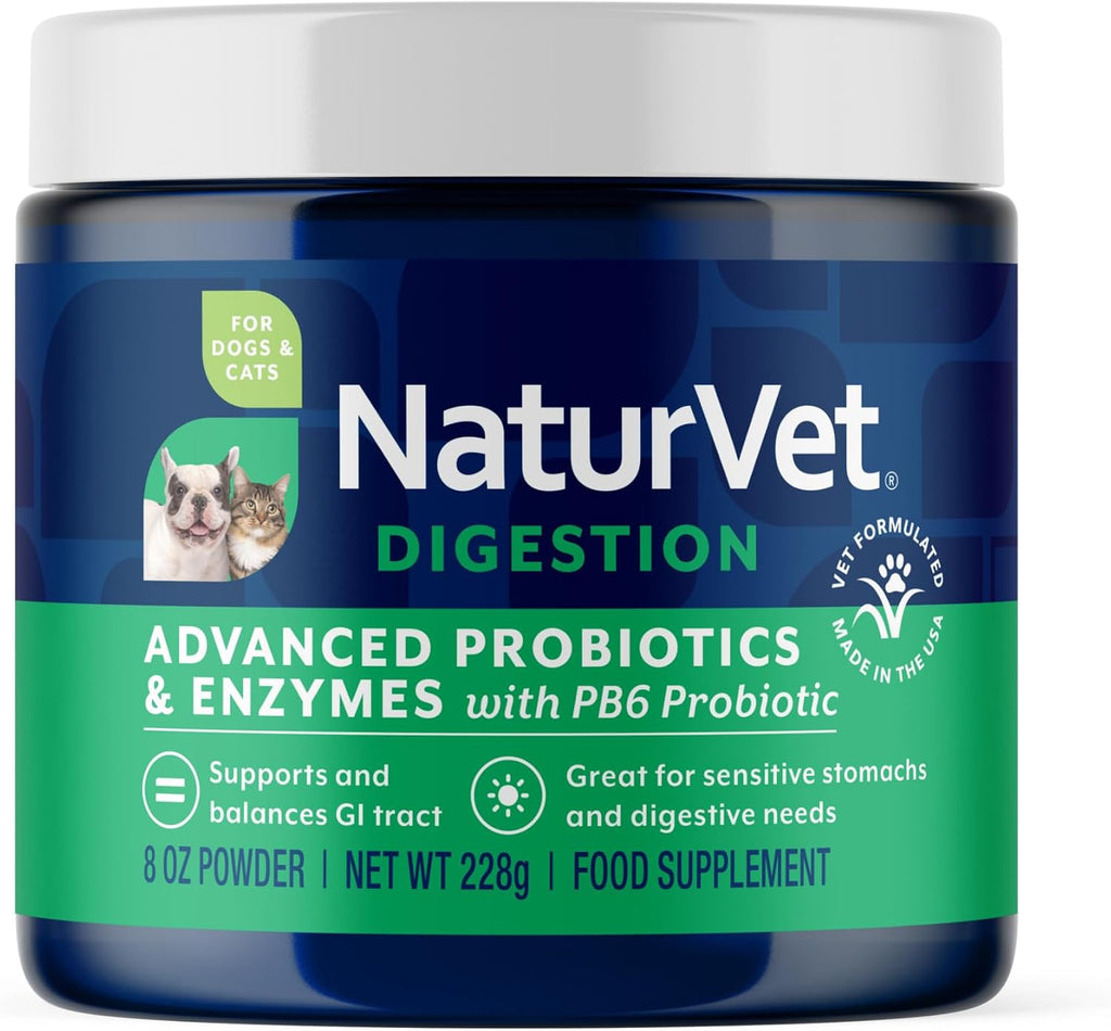 NaturVet Advanced Probiotics & Enzymes - Probióticos y Enzimas para Perros y Gatos (227 g)