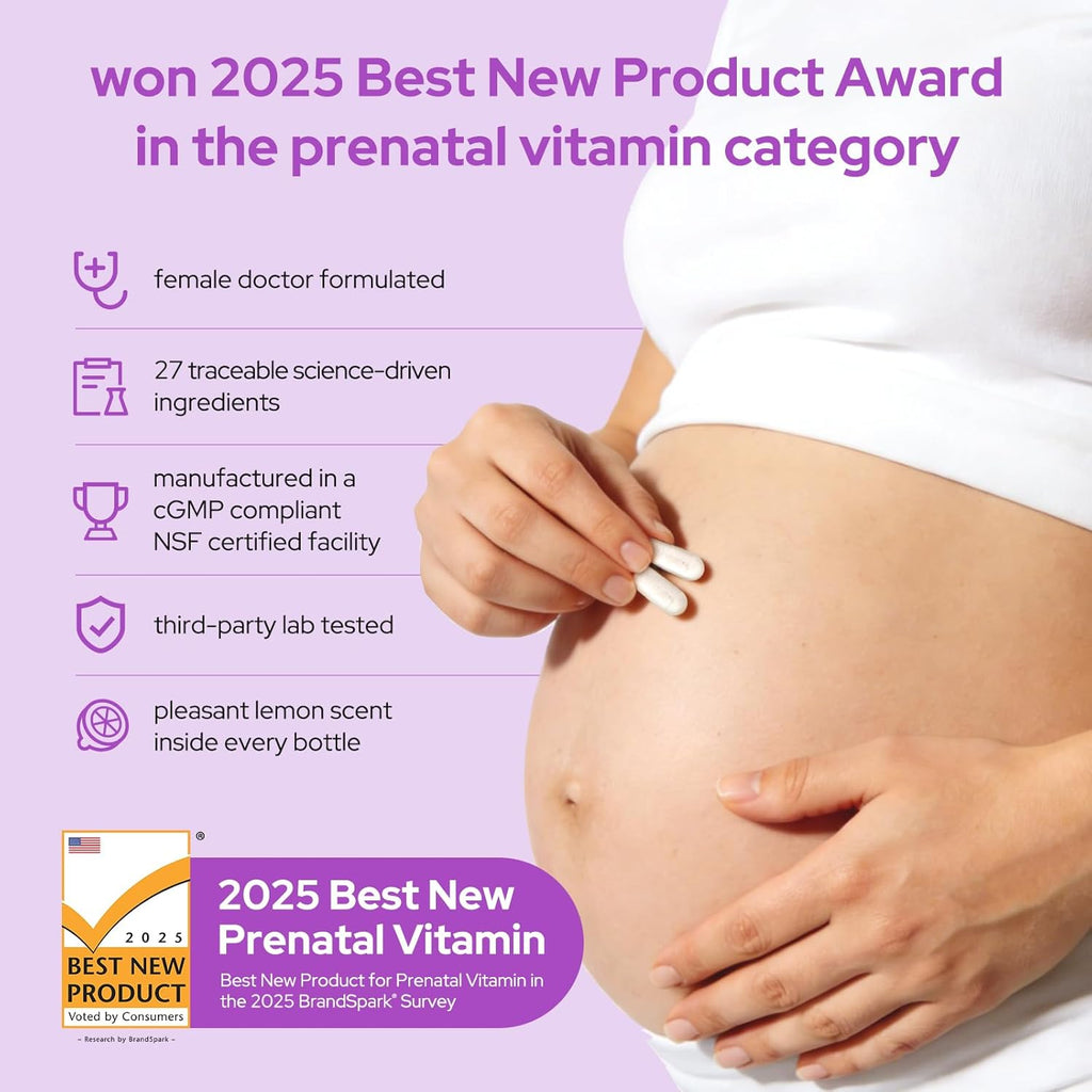 Premom Vitaminas Prenatales 27 en 1, 60 Cápsulas Veganas con 5-MTHF, Colina y Hierro