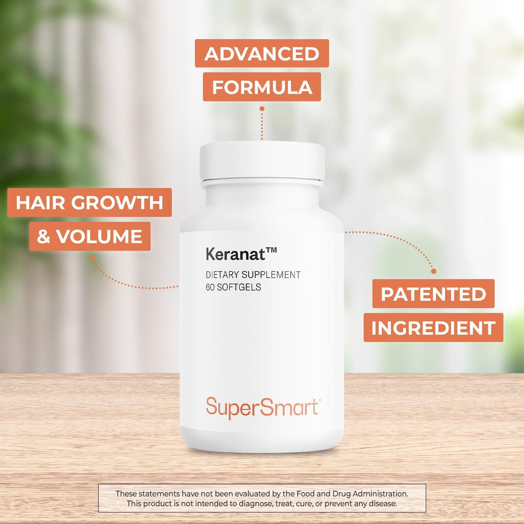 Supersmart Keranat - Fórmula Avanzada con Biotina - Complemento para el Cabello - 60 Cápsulas Blandas