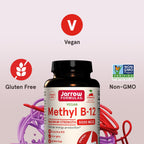 Jarrow Formulas Vitamina B12 5000 mcg - Metilcobalamina Activa, 90 Comprimidos Masticables Sabor Cereza