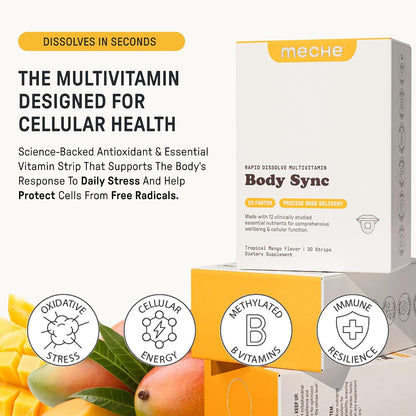 Meche Body Sync™ Rapid Dissolve Multivitamin Strips para Mujeres y Hombres