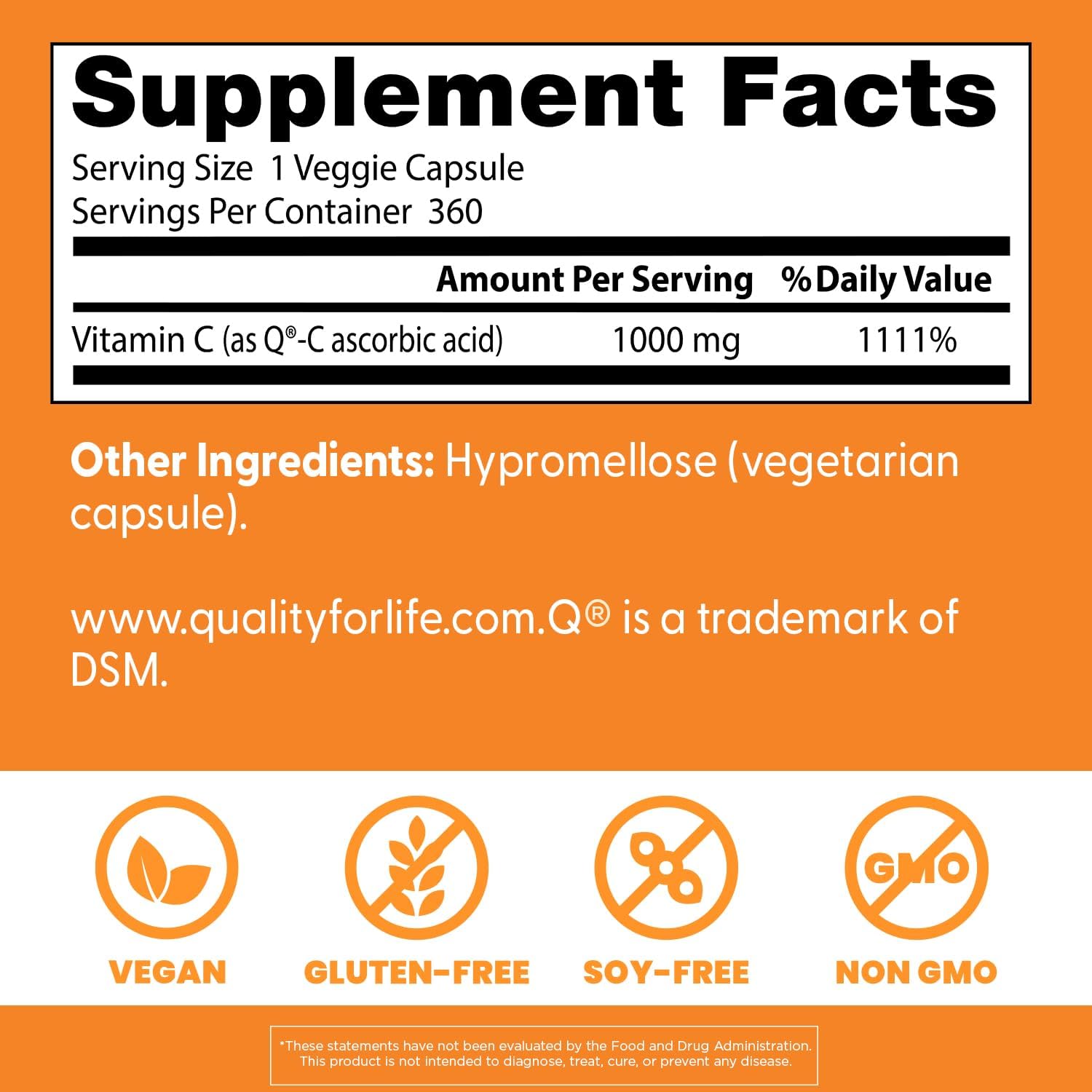 Doctor's Best Vitamina C 1000 mg – 360 Cápsulas Veganas
