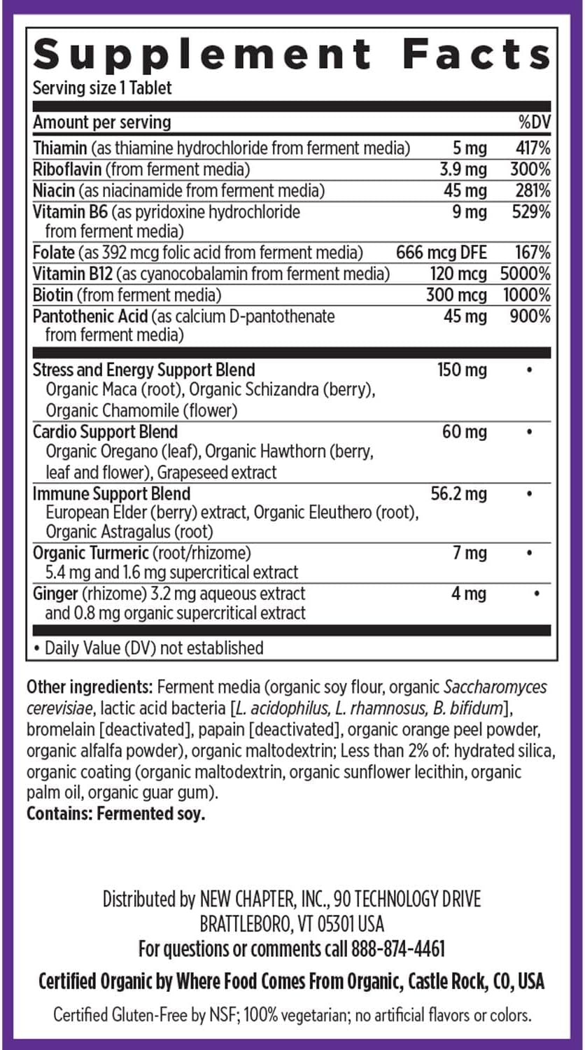 New Chapter Fermented B Complex: Vitamin B12, B6, Biotin & Organic Herbs - 90 tablets
