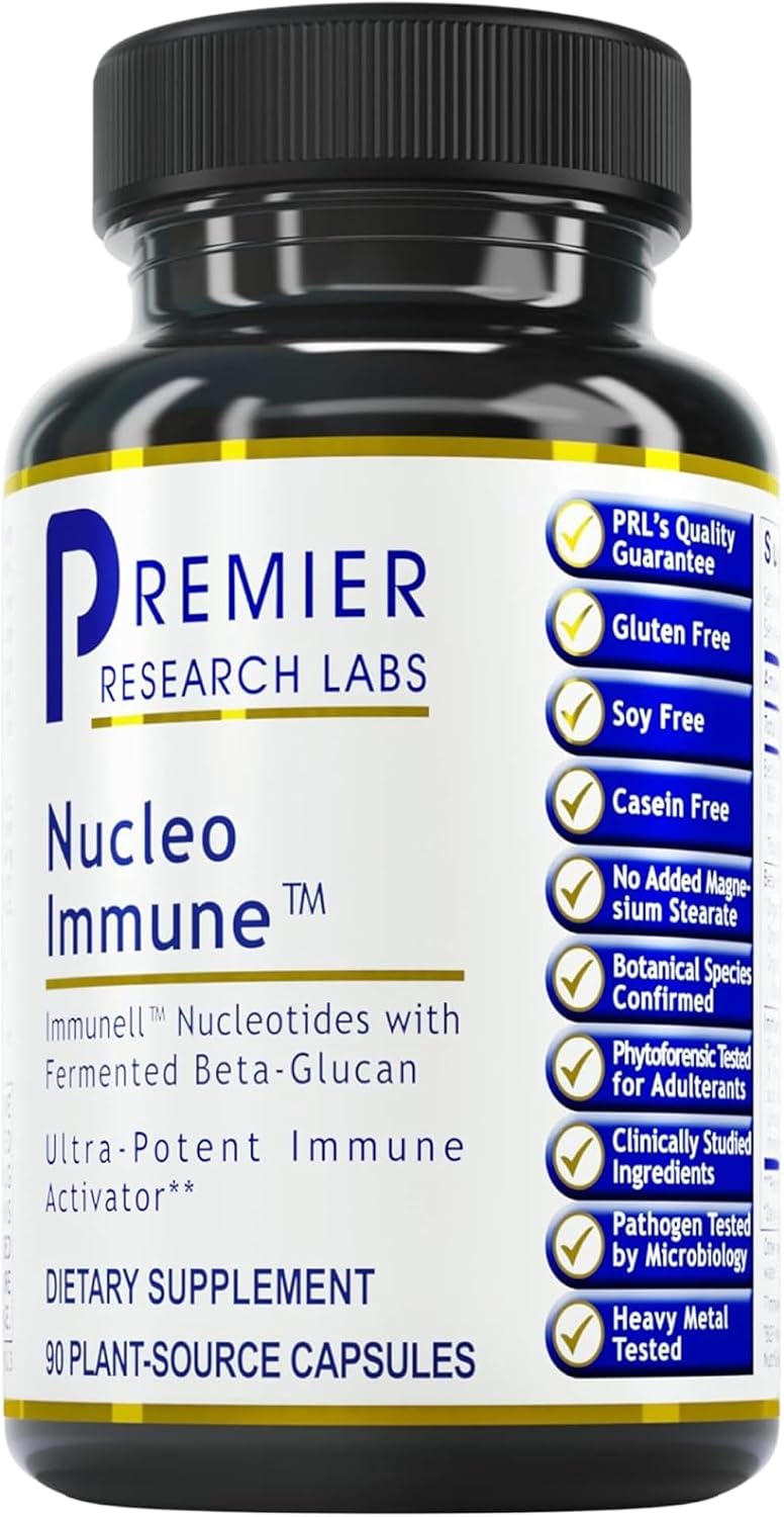 Premier Research Labs Nucleo Immune - Suplemento de Beta Glucano, Fitonutrientes, Tuna, Fibra - 90 Cápsulas