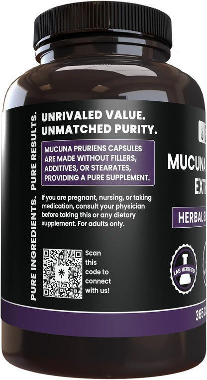 Pure Original Ingredients Mucuna Pruriens (365 Cápsulas) Sin Rellenos, Siempre Puro, Verificado en Laboratorio – Image 3