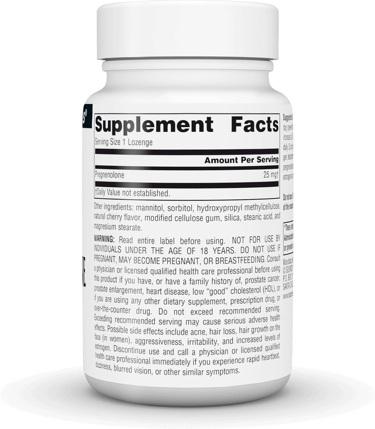 Source Naturals Pregnenolona 25mg - 120 Pastillas de Cereza – Image 3