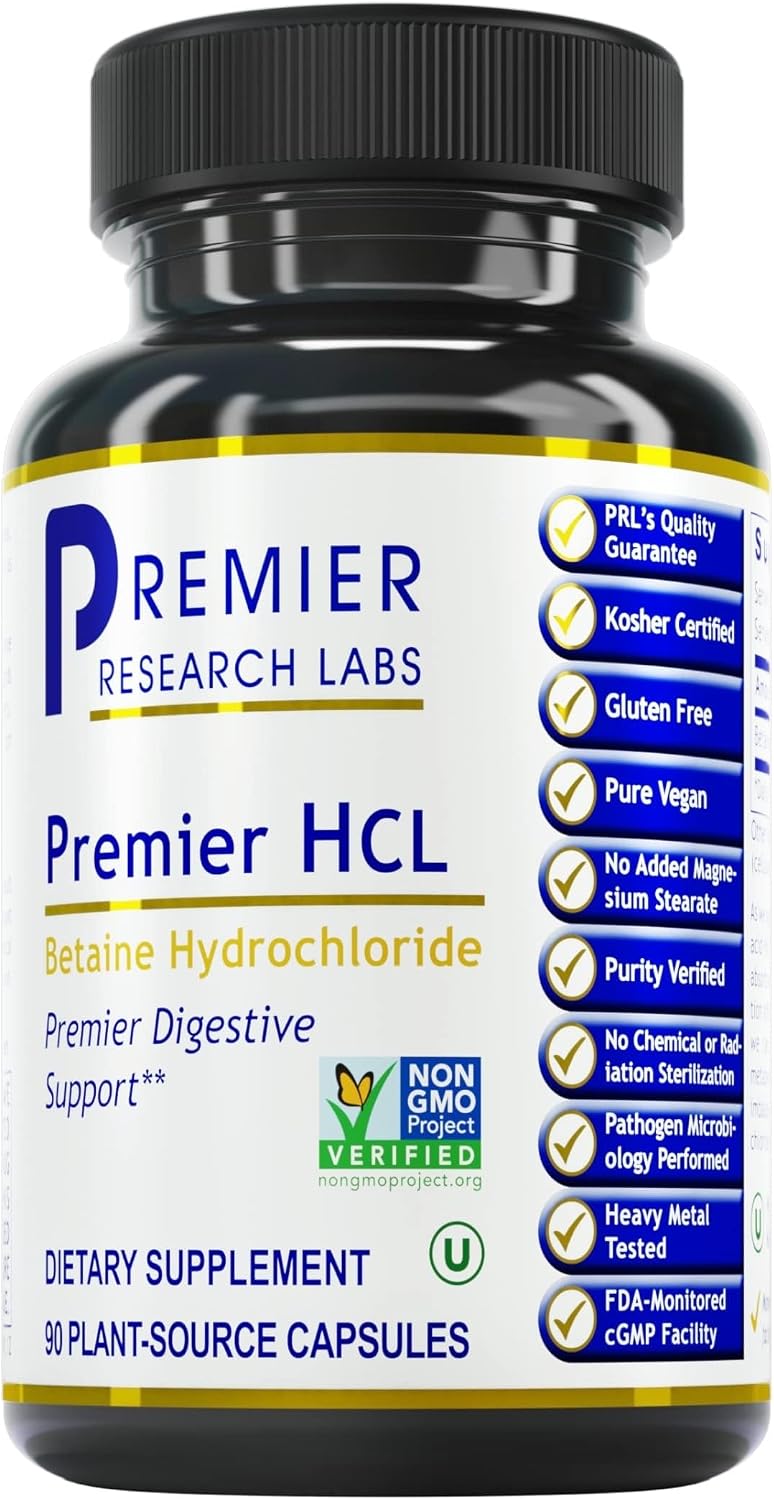 Premier Research Labs Premier HCL - Betaina HCL, 90 Cápsulas Vegetales