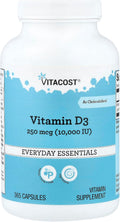 Vitacost Vitamin D3, 250 mcg (10,000 IU), 365 Capsules