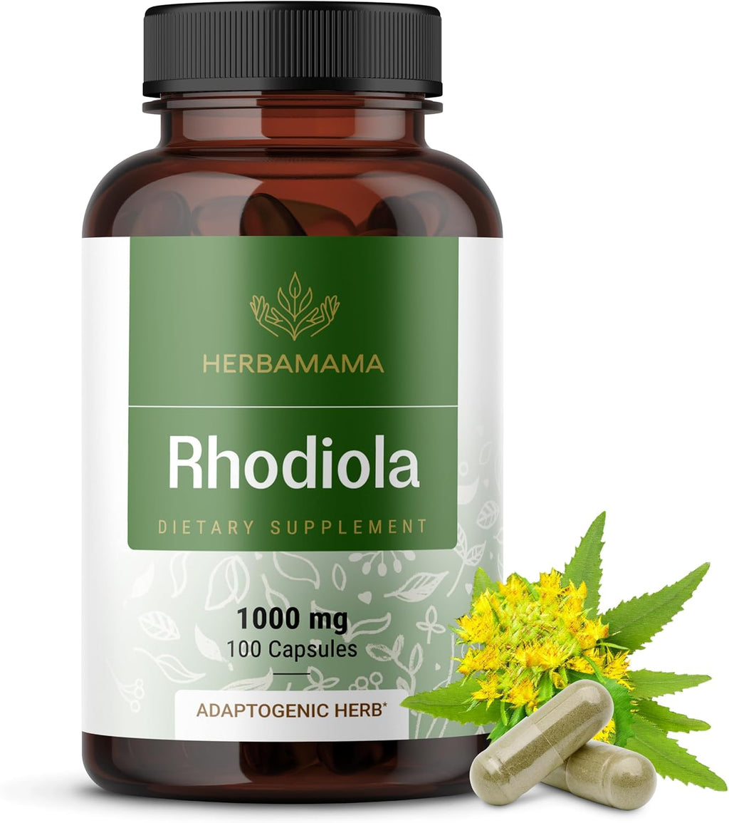 HERBAMAMA Rhodiola Rosea – 100 Cápsulas Veganas (50 Días)