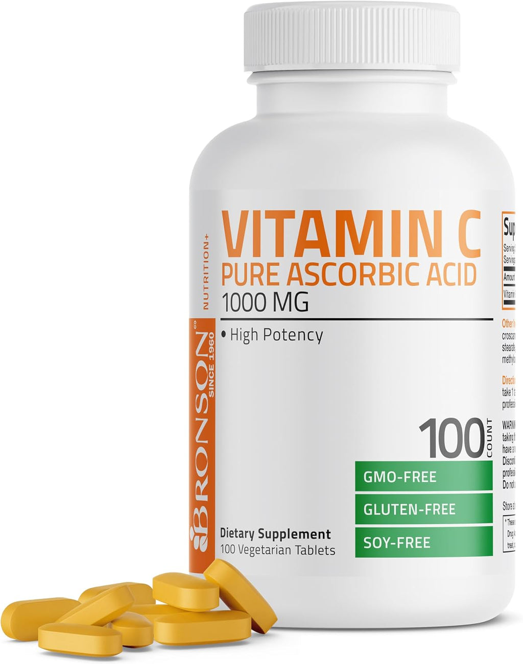 Bronson Vitamina C 1000 mg – Ácido Ascórbico Premium No GMO (250 Comprimidos)