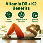 Vegan Vitality Vitamina D3 y K2 4000 UI (100 mcg) con Aceite de Coco - 60 Cápsulas Veganas