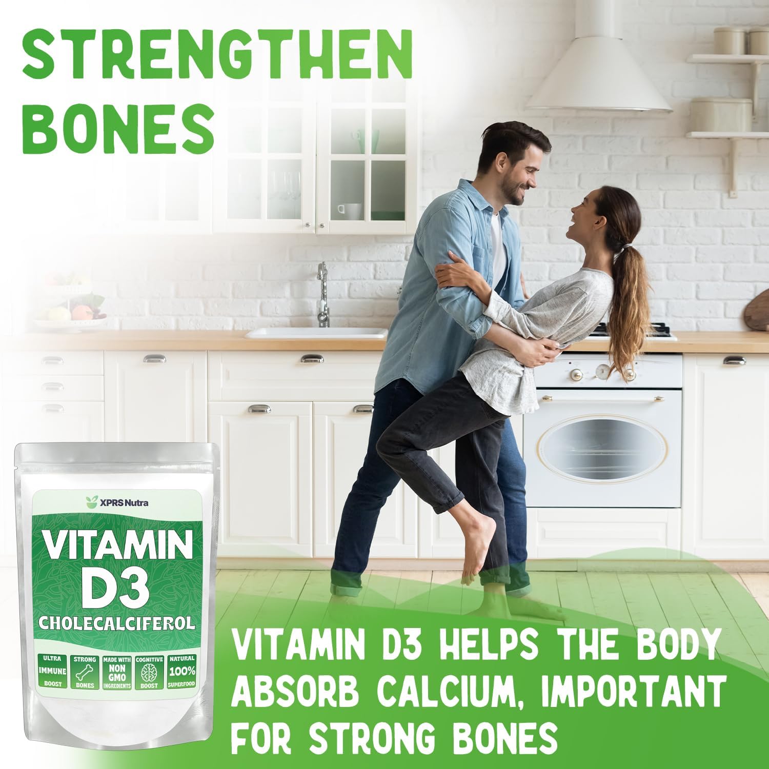 XPRS Nutra Vitamina D3 en Polvo (Colecalciferol) - Sin Sabor - 227 g