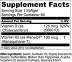 Live Conscious Vitamina K2 MK7 con D3 5000 UI - 60 Cápsulas Blandas