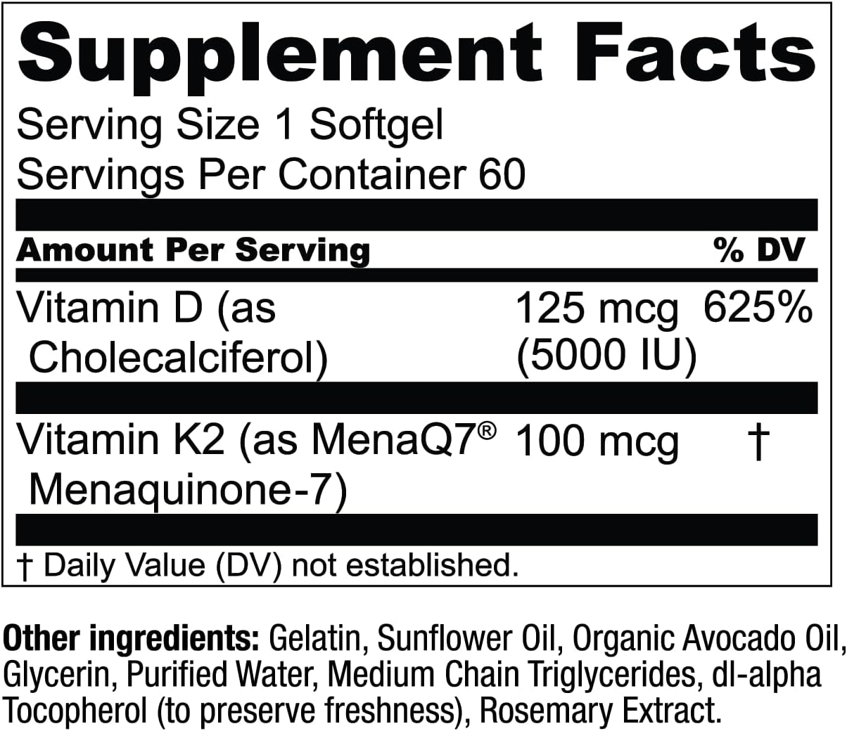 Live Conscious Vitamina K2 MK7 con D3 5000 UI - 60 Cápsulas Blandas