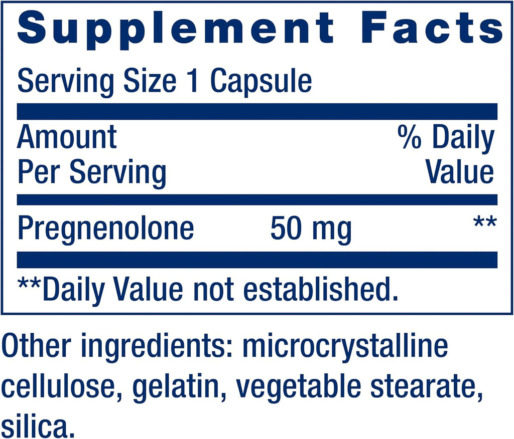 Life Extension Pregnenolona, Neurohormona - 100 Cápsulas