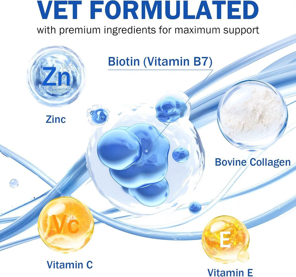 Suplemento Líquido de Biotina para Perros, 2000 mcg, con Colágeno y Vitaminas C y E, 59 ml