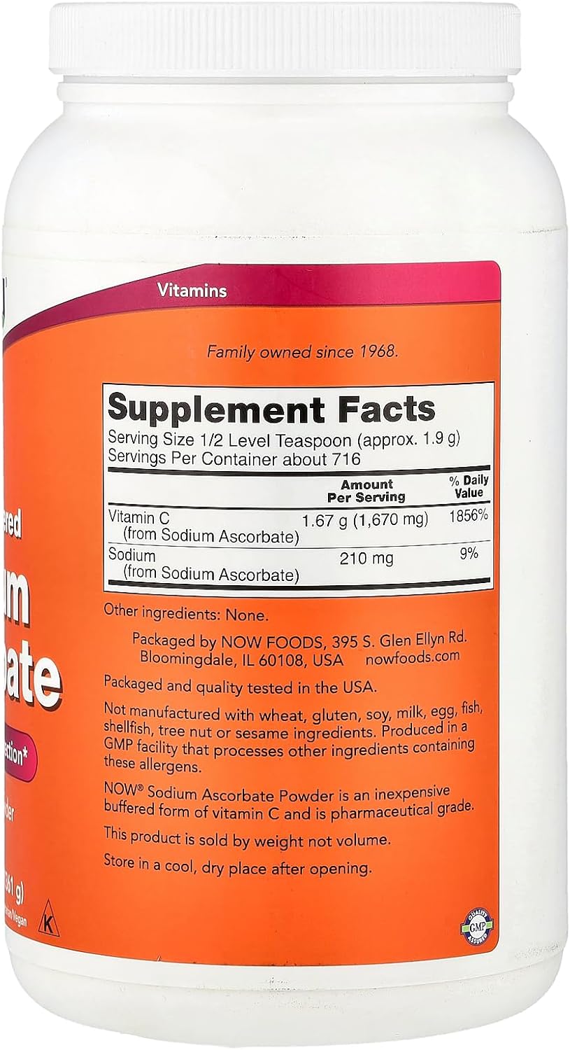 Ascorbato Sódico en Polvo - NOW Foods - 1,36 kg (3 lbs)