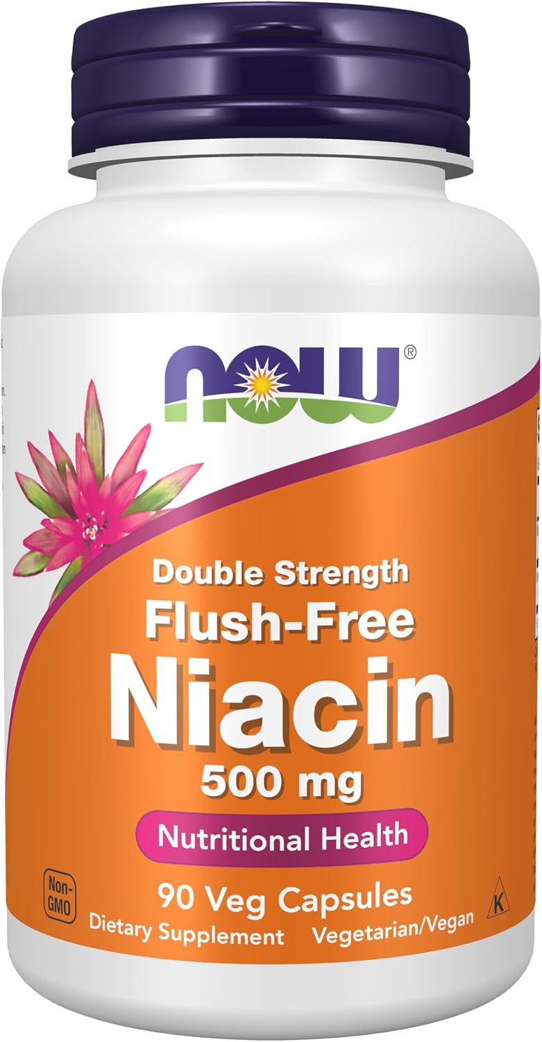 NOW Foods Niacin (Vitamina B3) 500 mg Flush-Free - 90 Cápsulas Vegetales
