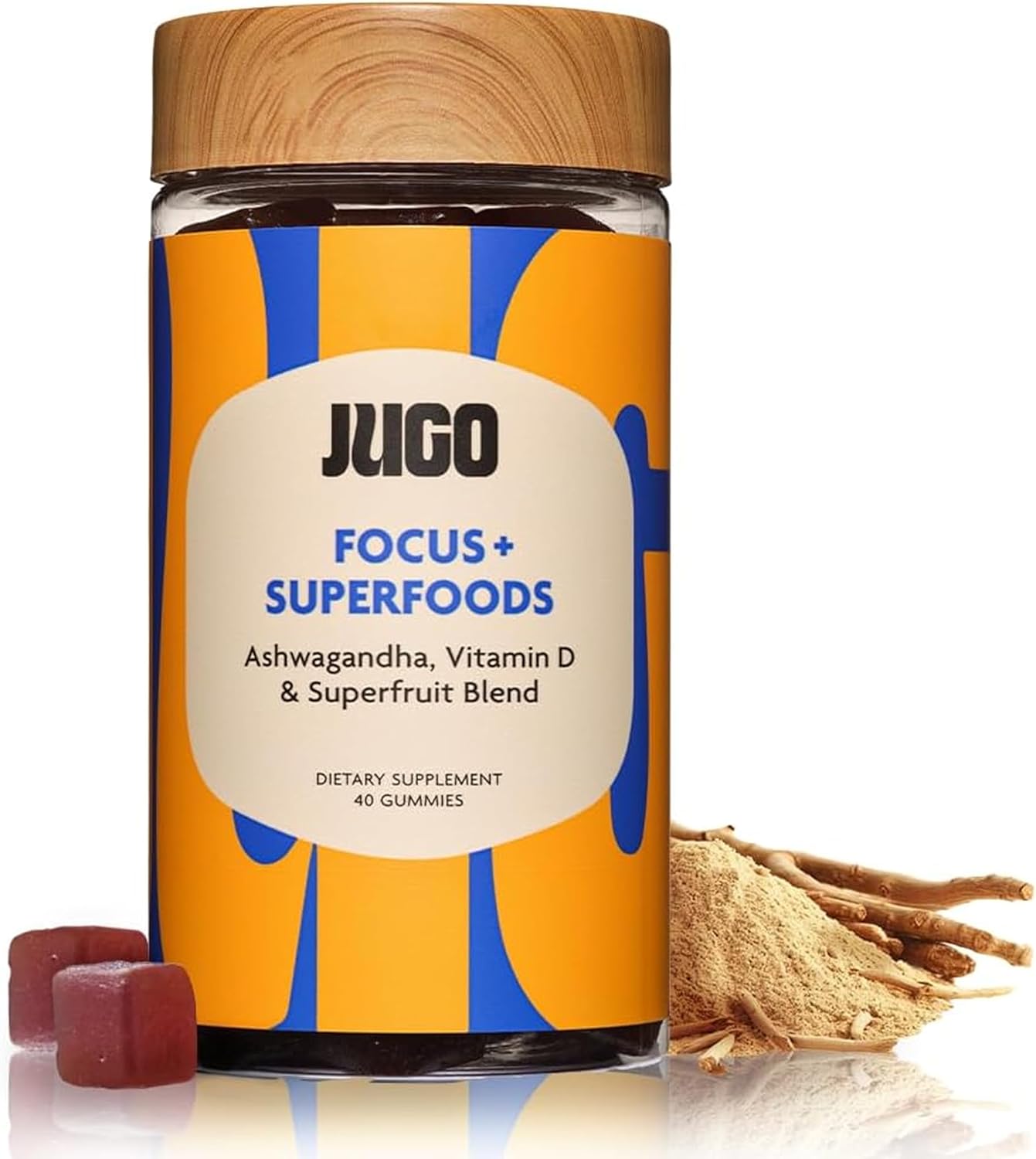 JUGO Focus + Superfoods Gominolas de Ashwagandha con Vitamina D3 y Mezcla de Superfrutas
