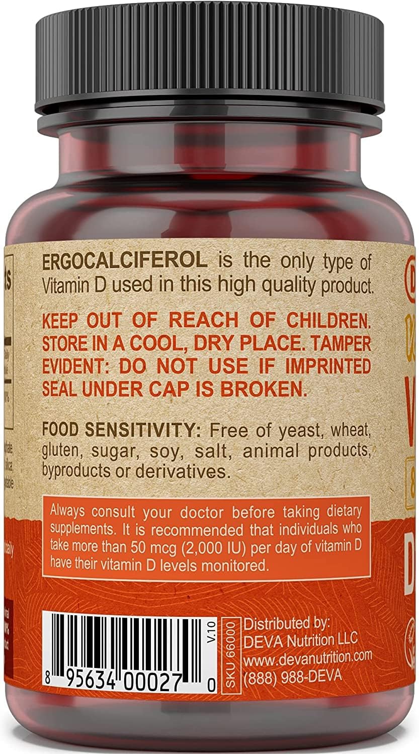 Deva Vegan Vitamins Vitamina D 800 IU - 90 Tabletas Veganas