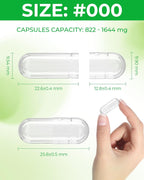 Cápsulas Vacías Veganas Tamaño 000 (100 uds) – Kit de Llenado con 2 Cucharas, Sin Gluten, Sin OGM, Certificado Halal