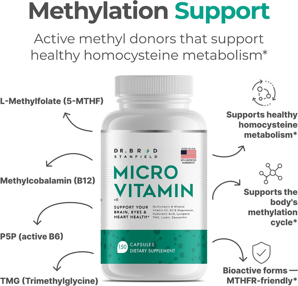 Dr Brad MicroVitamin | Multivitamínico metilado + luteína/zeaxantina + D3/K2