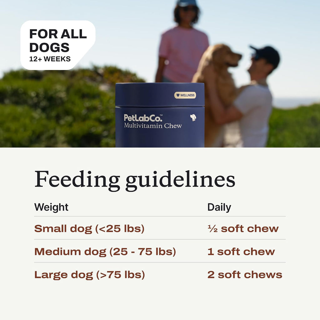 PetLab Co. 22 en 1 Multivitamínico para Perros - Apoyo Inmunitario, Piel, Pelaje, Articulaciones - Vitaminas A, E, D, B12 - Masticable Sabor Cerdo