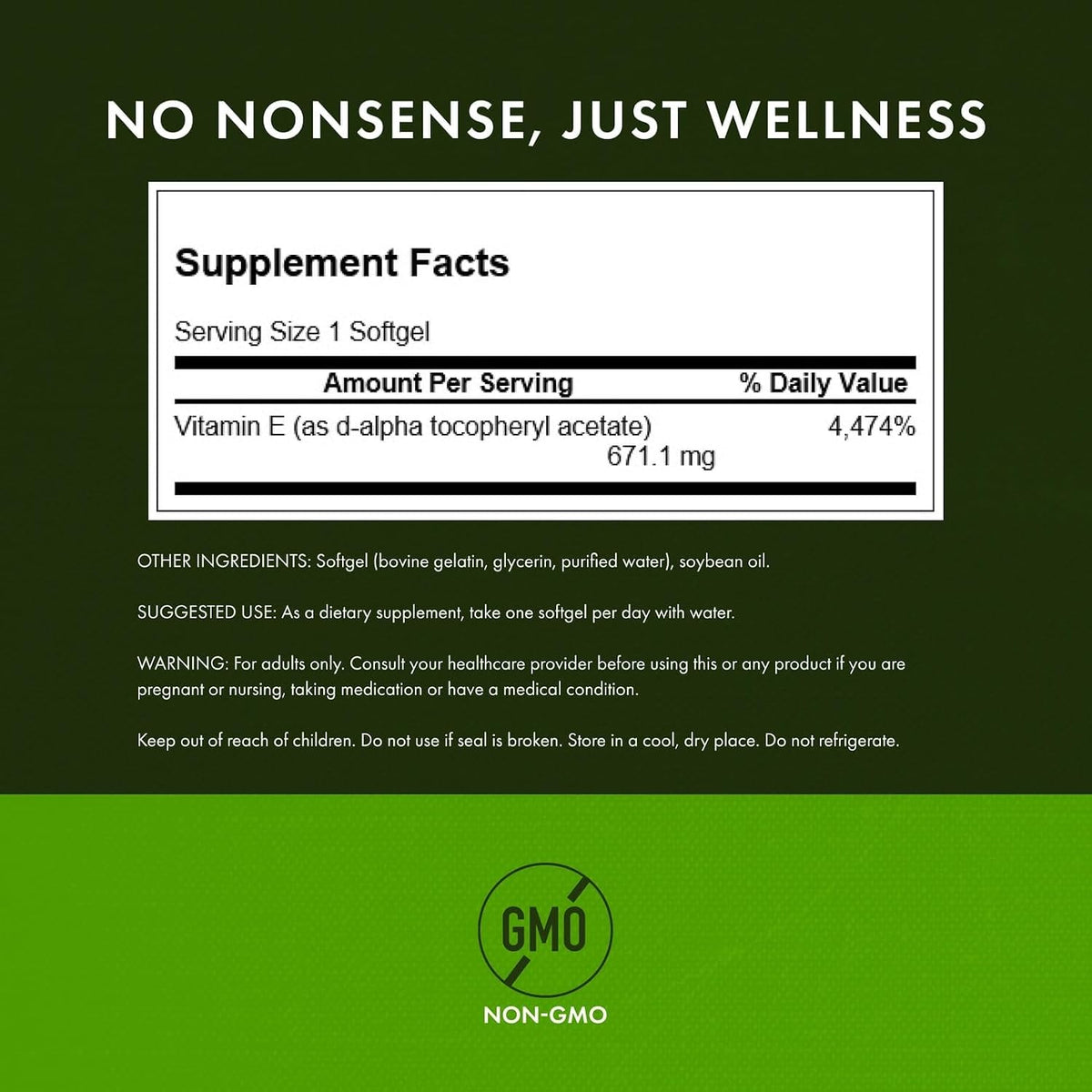 Swanson Natural Vitamin E 1000 UI (671,10 mg) 250 Cápsulas Blandas – Image 2