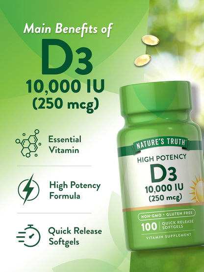 Nature's Truth Vitamina D3 10.000 UI – 100 – Forma: La vitamina D3 en softgels (cápsulas blandas) suele estar – Image 5