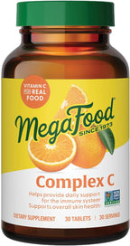 MegaFood Complejo C - Suplemento de Vitamina C Vegano con Alimentos Reales, Apoyo Inmunológico, 30 Comprimidos