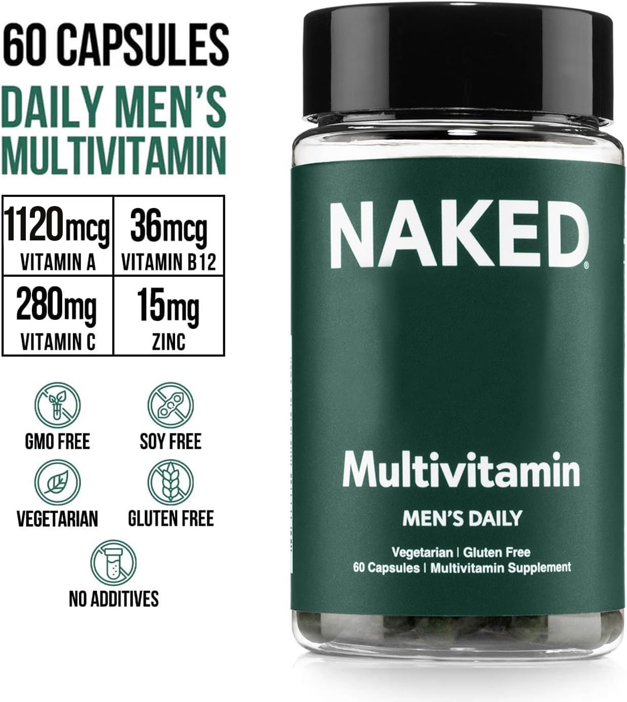 NAKED Men's Multi – Multivitamínico Diario para Hombres – 60 Cápsulas