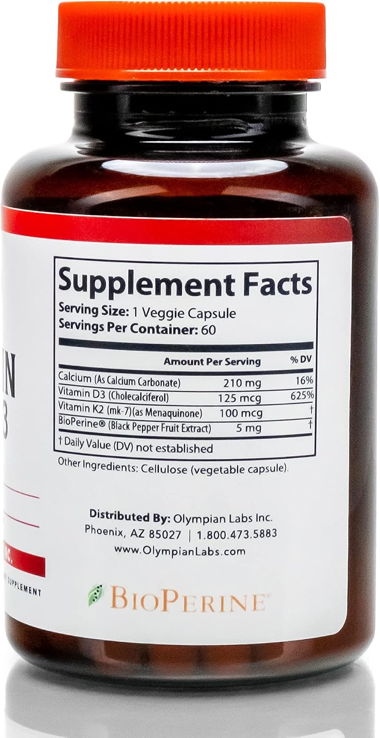 Olympian Labs Vitamina K2 + D3, 60 Cápsulas Veganas