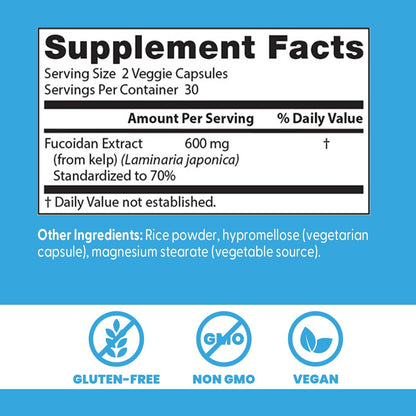 Doctor's Best Fucoidan 70% - 60 Cápsulas – Sin gluten – apto para personas con sensibilidad al gluten. – Image 4