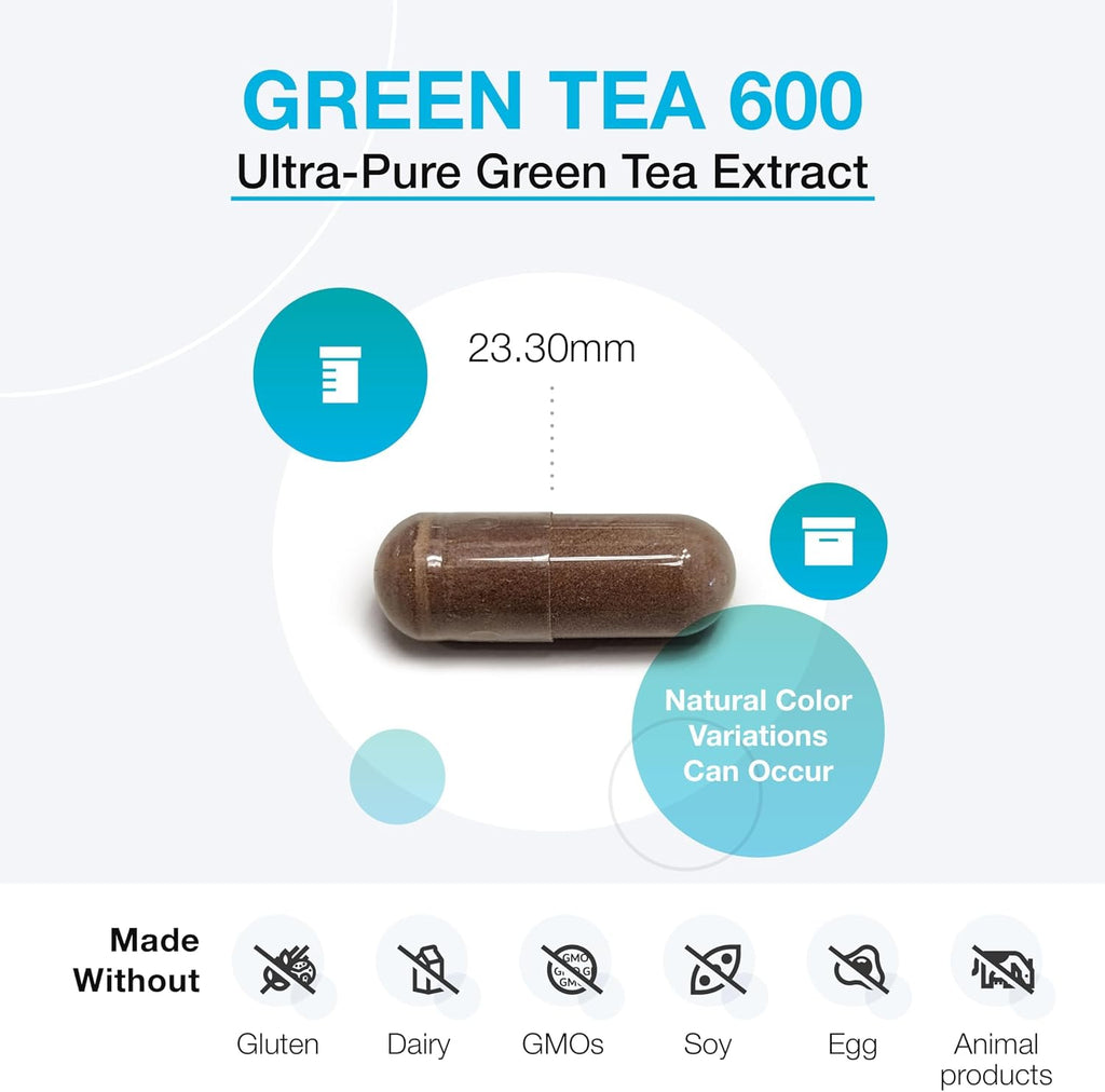 XYMOGEN Té Verde 600 - Green Tea Extract, 600 mg, 60 Cápsulas Vegetarianas