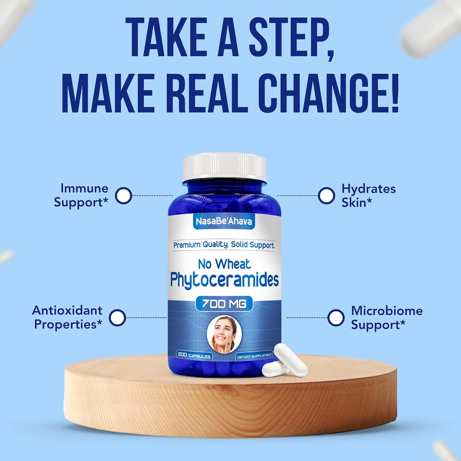 NasaBeahava Extra Strength Phytoceramides 700mg con Vitaminas A, C, D, E - 200 Cápsulas