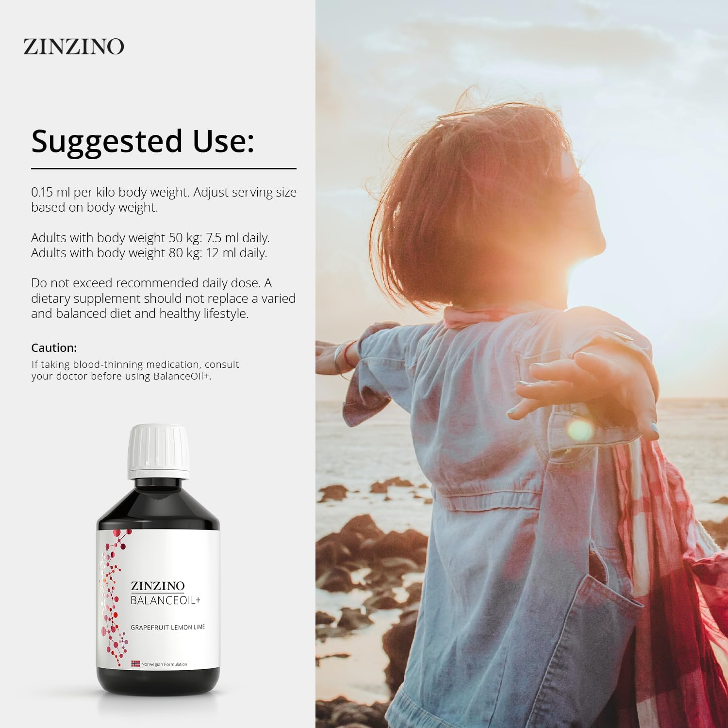Zinzino BalanceOil+ Pomelo Limón Lima - Complemento de Aceite de Pescado con Aceite de Oliva Virgen Extra, Omega-3 (EPA+DHA), Polifenoles y Vitamina D3 (300 ml)