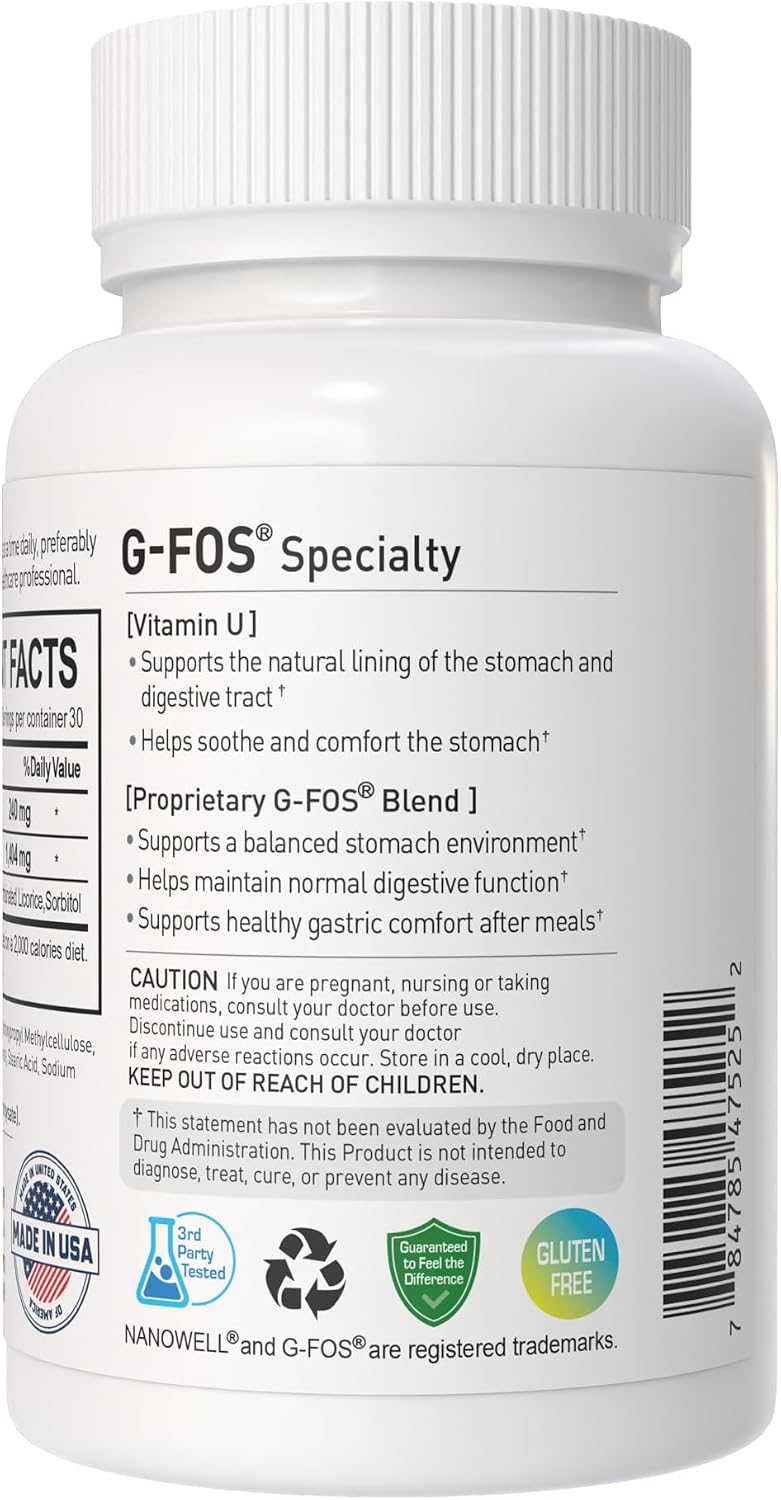 NANOWELL G-FOS Suplemento Digestivo con Vitamina U - 180 Comprimidos (2 x 90)