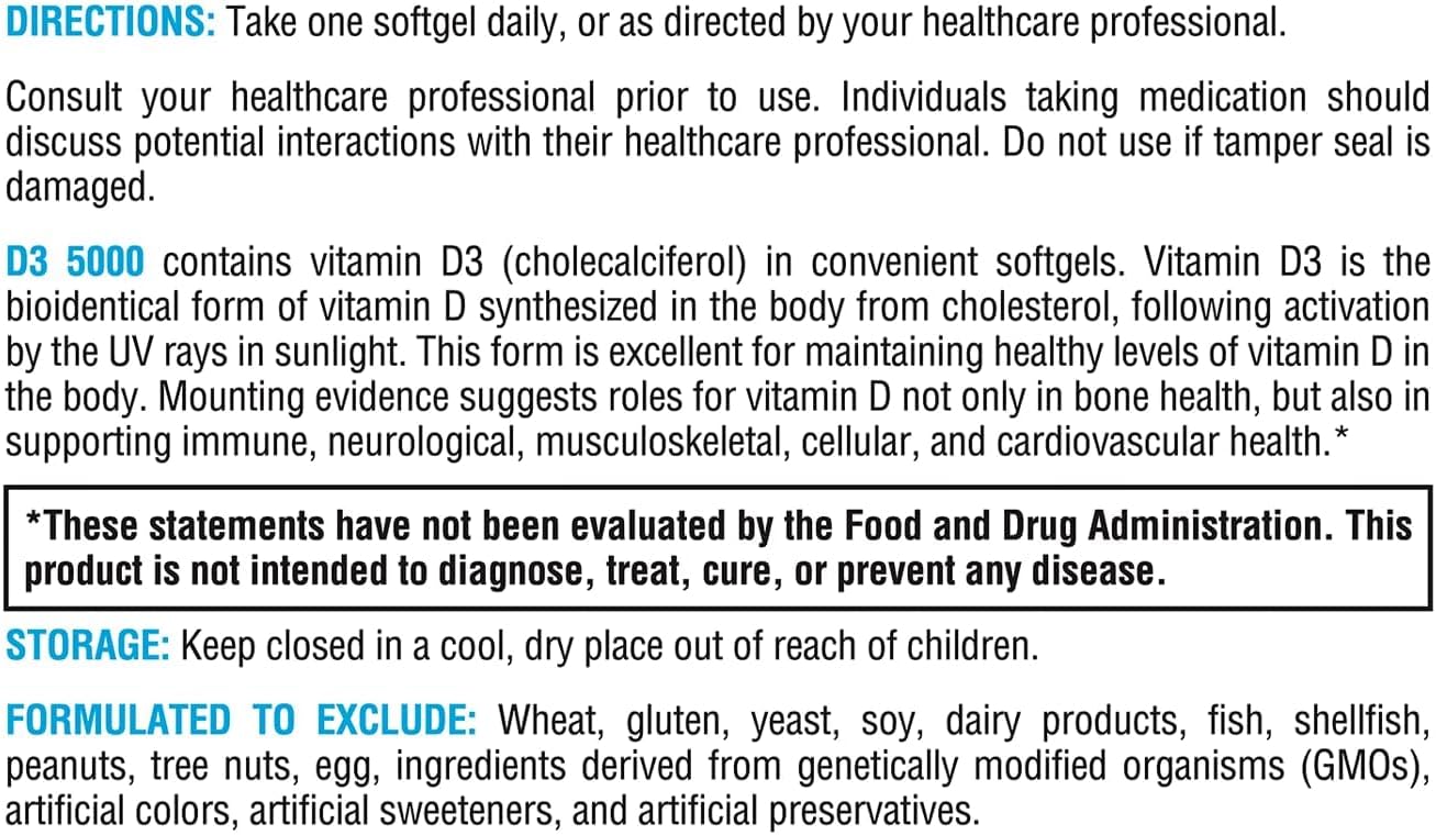 XYMOGEN D3 5000 - Vitamina D3 5000 UI (125 mcg) - 90 Cápsulas Blandas