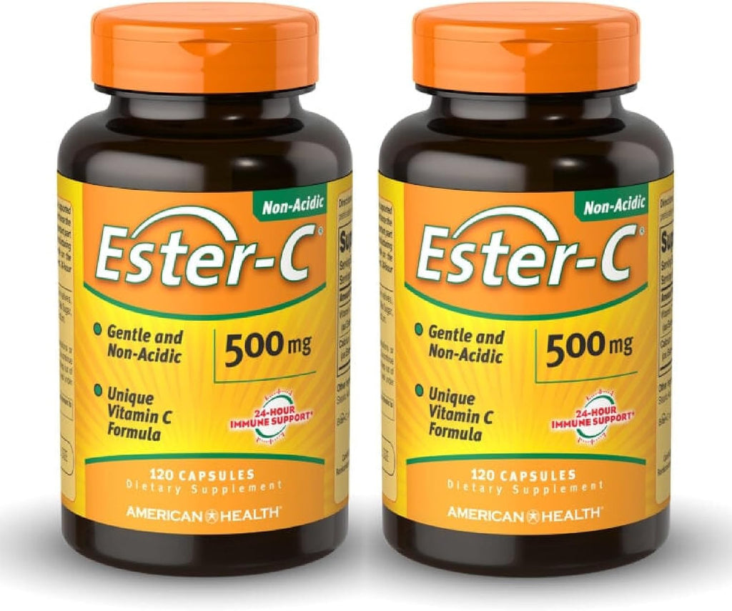 American Health Ester-C 500 mg - 120 Cápsulas (Paquete de 2) - Apoyo Inmunológico 24 Horas
