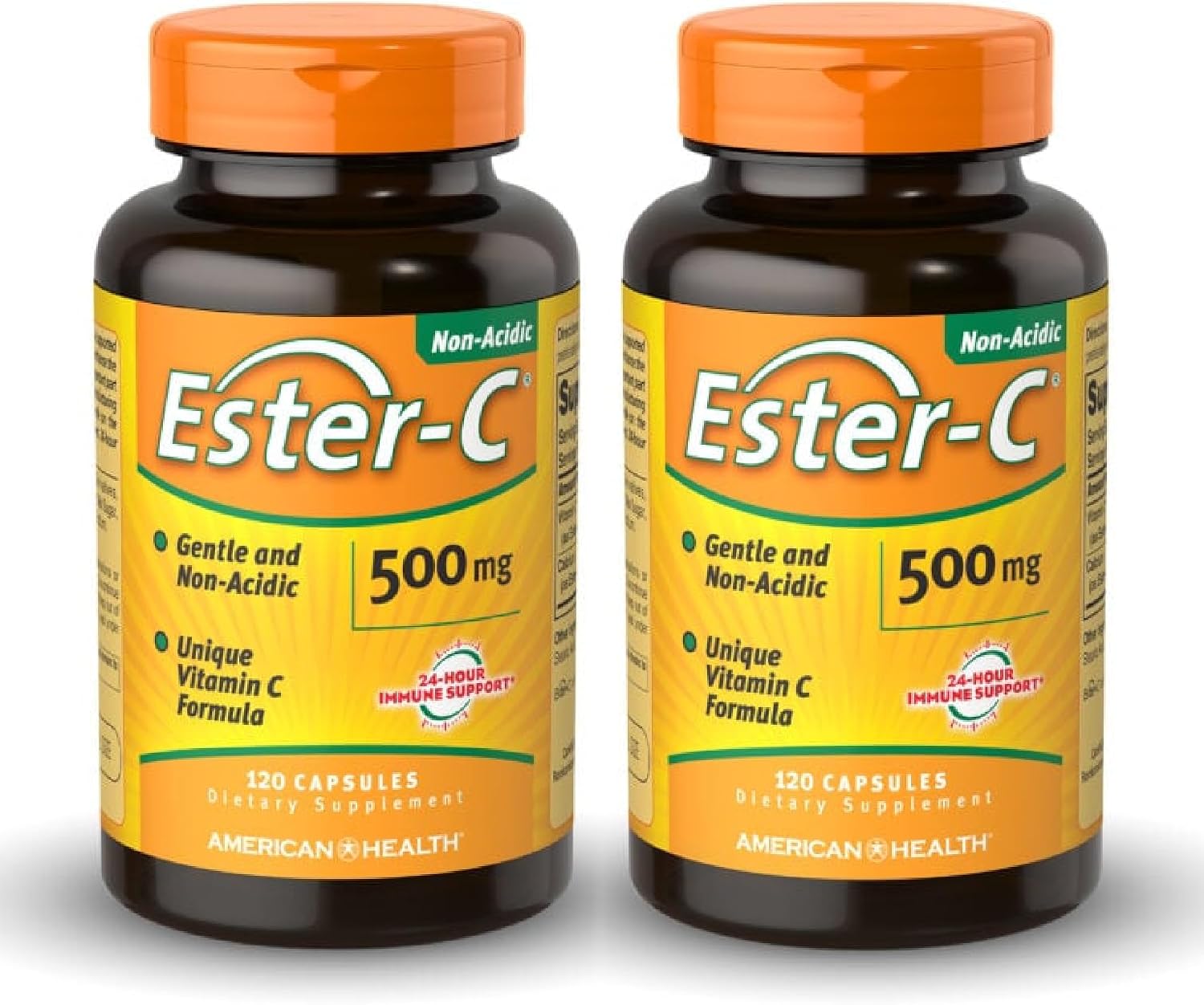 American Health Ester-C 500 mg - 120 Cápsulas (Paquete de 2) - Apoyo Inmunológico 24 Horas