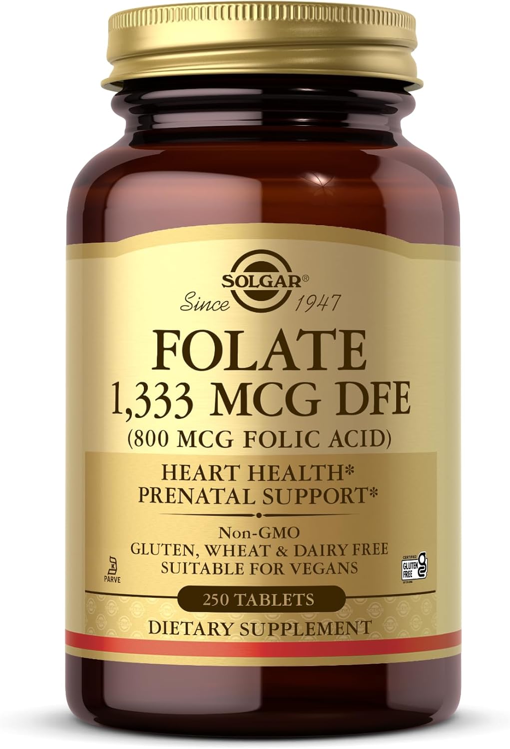 Solgar Folato 1,333 mcg DFE (Ácido Fólico 800 mcg) - 250 Comprimidos