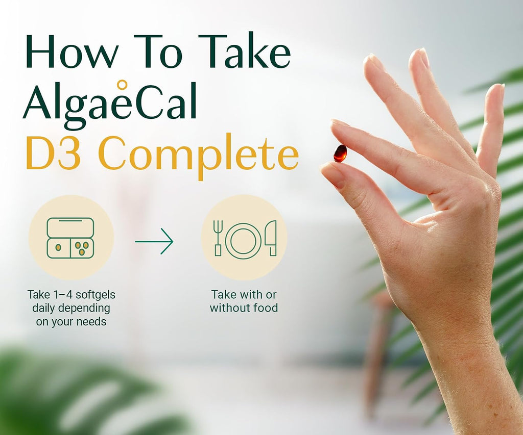 ALGAECAL D3 Complete - Combinación de Vitamina D3, K2, A y E, 180 Cápsulas Blandas (3 Envases)