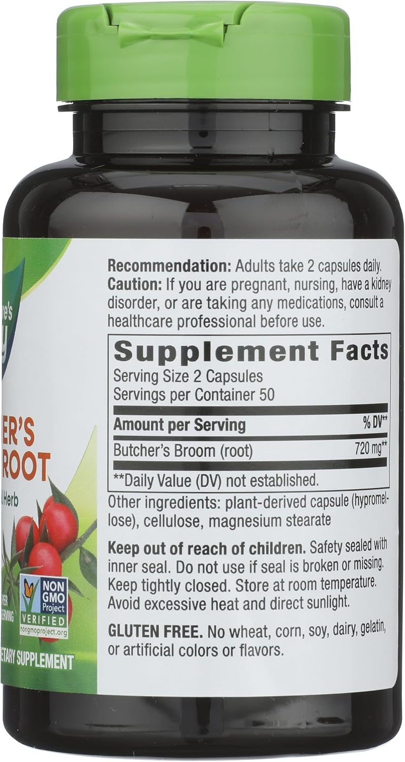 Nature's Way, Raíz de Brusco 470 mg, 100 Cápsulas