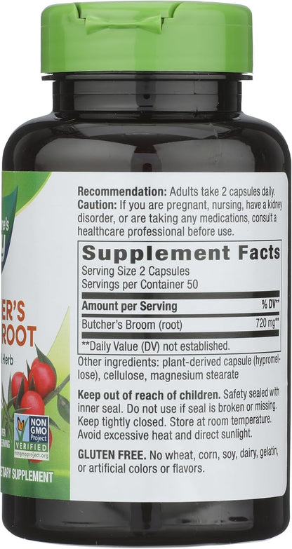 Nature's Way, Raíz de Escoba de Carnicero 470 mg, 100 Cápsulas – Image 5