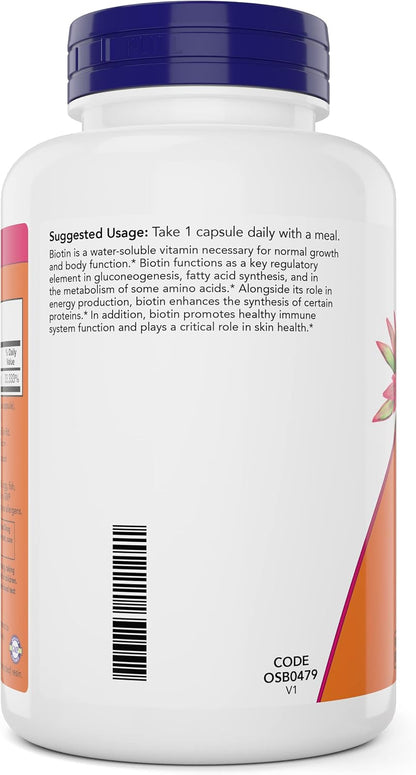 NOW Foods Biotina Extra Strength 10.000 mcg – Alta dosis: Cada cápsula contiene 10 mg ( – Image 3