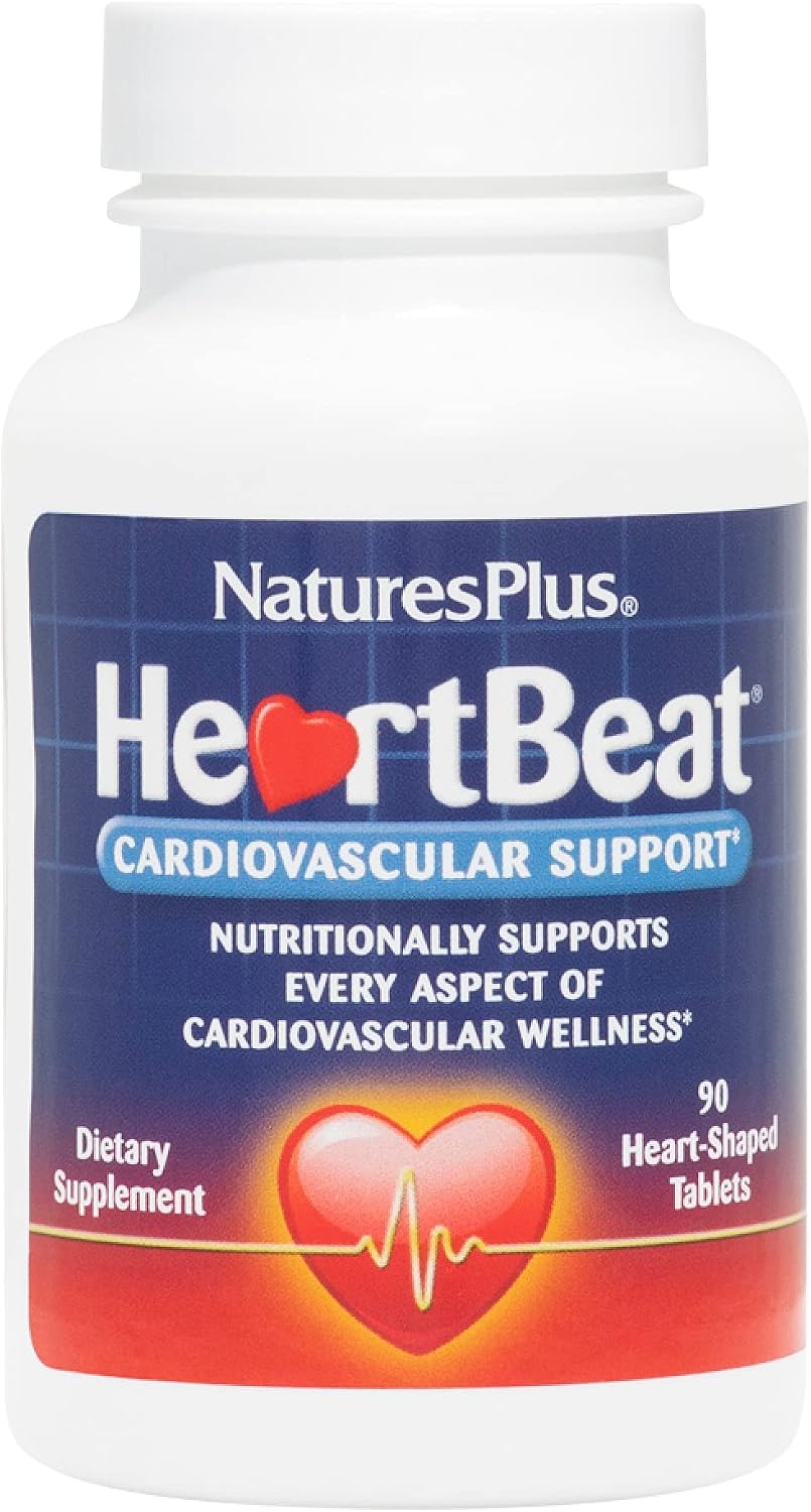 NaturesPlus Heartbeat - 90 Tablets - Vitamin, Mineral and Herbal Complex for Cardiovascular Support - Vegetarian, Gluten-Free