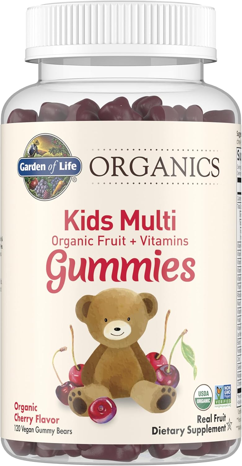 Garden of Life Organics Vitaminas para Niños en Gomitas – Multivitamínico Completo con B12, C y D3, Sabor Afrutado, USDA Orgánico, Non-GMO, Vegano, 120 Gomitas