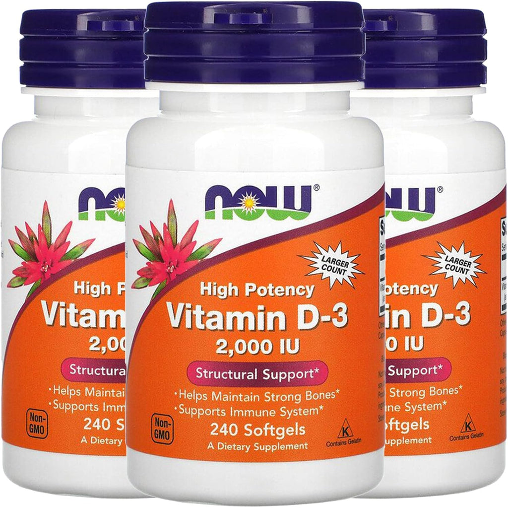 NOW Foods Vitamina D3 2000 UI 240 Cápsulas Blandas (3 Pack)