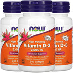 NOW Foods Vitamina D3 2000 UI 240 Cápsulas Blandas (3 Pack)