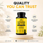 HerbaMe Vitamina D3 5000 UI + K2 con Magnesio Bisglicinato | Salud Ósea, Muscular e Inmune | 90 Cápsulas